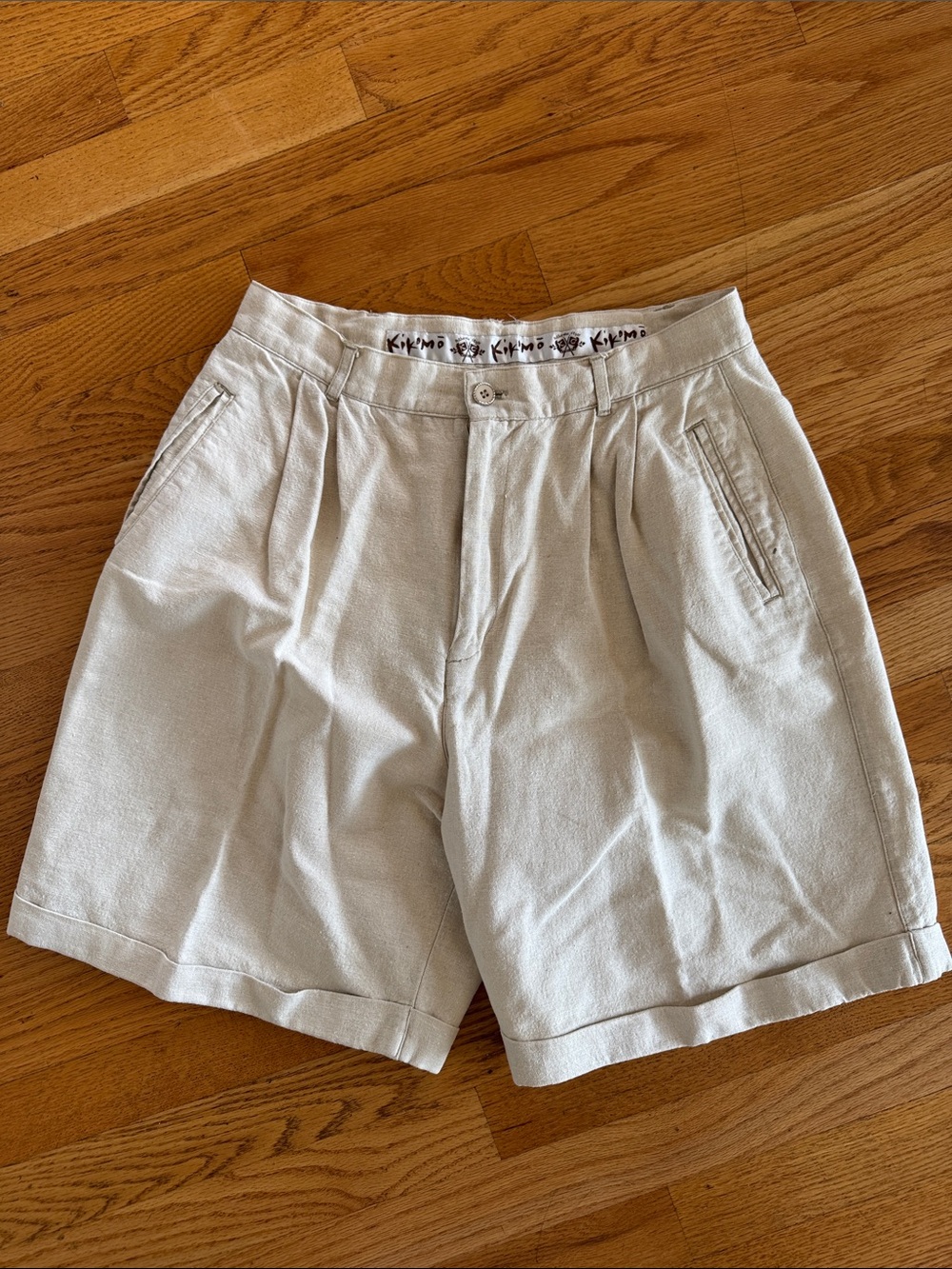 Kikomo Women's Cream Pleated Shorts linen/cotton 13/14